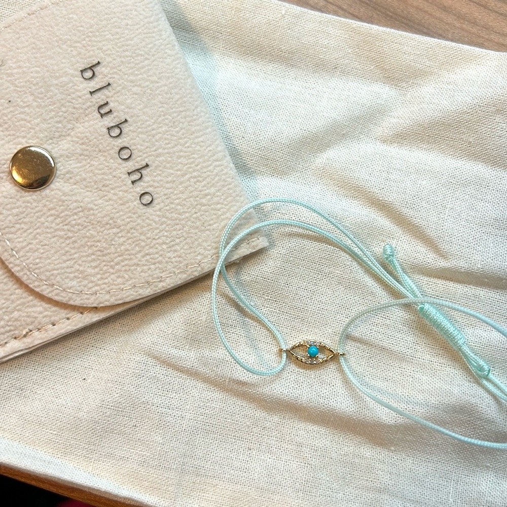 BNWT Bluboho Turquoise mystic evil eye cord bracelet